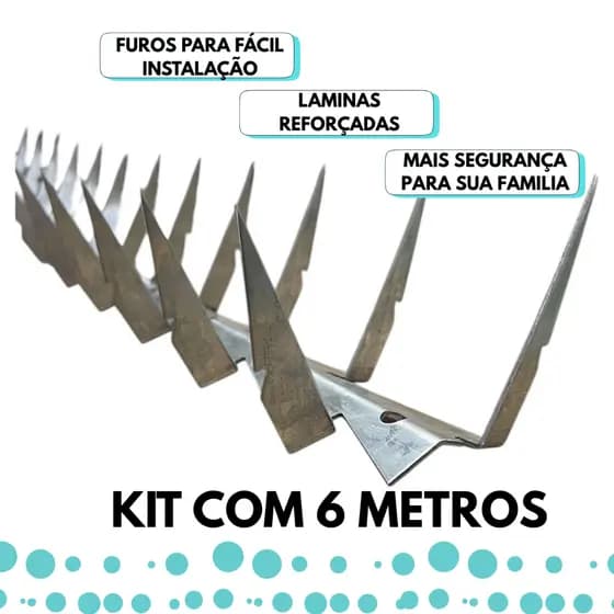 Lança Para Muro em V Tipo Mandíbula Reforçada  com Furos feita em Aço Galvanizado Kit 06 Metros