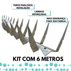 Lança Para Muro em V Tipo Mandíbula Reforçada  com Furos feita em Aço Galvanizado Kit 06 Metros