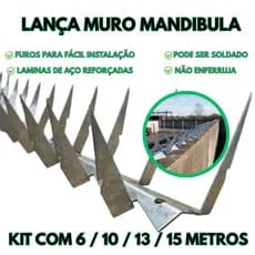 Lança Para Muro em V Tipo Mandíbula Reforçada com Furos feita em Aço Galvanizado Kit