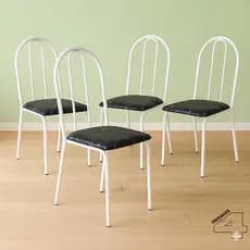 Cadeira Para Cozinha E Sala De Jantar Aço Tubular Com Assento Estofado Impermeável Jogo 4 Cadeiras