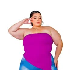 Blusa Camiseta Cropped Faixa Tomara Qu Caia Tecido Anarruga Plus Size Abertura Na Lateral Evangelica Assimetrica Bico