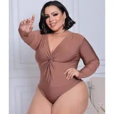 BLUSA BLUSINHA MANGA LONGA NO NOZINHO AFINA CINTURA PLUS SIZE COM FECHO MANGA LONGA TENDECIA INVERNO FRIO DECOTE V