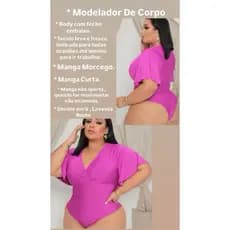 BLUSA CROPPED BODY BORI BORY COM FECHO MODELADOR MODELA CORPO COM FECHO PLUS SIZE MANGA CURTA MORCEGO DECOTE EM V