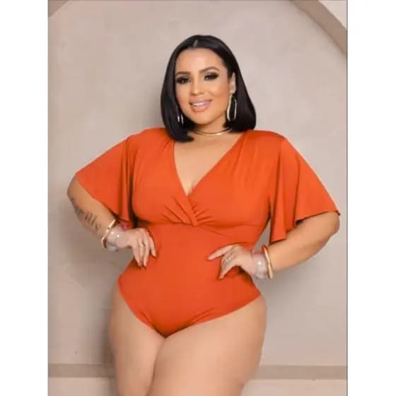 Blusa body bori com fecho feminino plus Size manga morcego decote em V cruzado modelador de corpo afina cintura