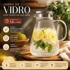 Jarra Tony De Borosilicato C/ Tampa De Aço Inox 1,8 litros