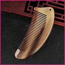 Pente De Chifre Antiestático , Escova De Cabelo De Dente Largo , Natural , Artesanal Osso , Massagem De Barba kagli3br