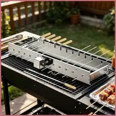 Espeto Turner Largura Ajustável Prateleira De Churrasco Com Espetos Rotação Automática Grill Rack Para Cozinhar Ao Ar Li