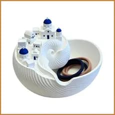 Tigela De Chave Decorativa Impressa Em 3D Santorini Seashell Decoração De Mesa Coastal Catchall Bowl Para Mulheres E Hom