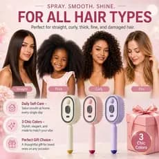 Escova De Vapor Elétrica Para Controle De Frizz De Cabelo , Pente De Massagem Com Almofada De Ar Autolimpante Mulheres