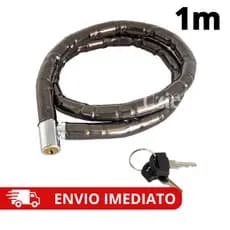 Corrente Cadeado Articulado Trava Cabo de Aço Grosso de Bicicleta Bike Moto 2 Chaves