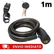 Corrente Cadeado Com Suporte Trava Cabo de Aço Grosso de Bicicleta Bike Moto 2 Chaves
