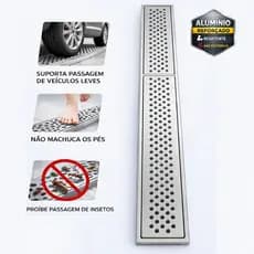 Ralo Grelha Linear Em Alumínio Anti Inseto 10x100cm Com Suporte