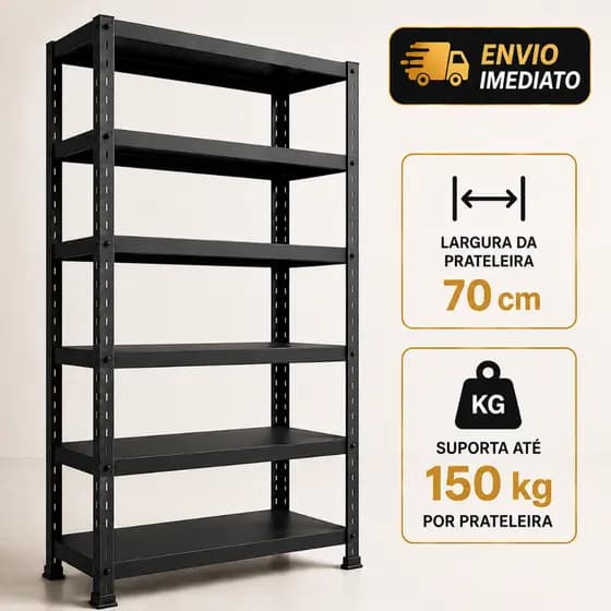 Estante Prateleira Industrial Armario em Aço 6 Bandejas 198x70 Suporta até 150kg