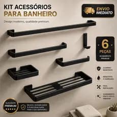 Kit Acessórios Para Banheiro Preto Fosco 6 Peças Reforçado
