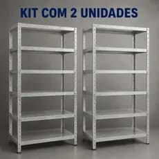 Kit 2 Estantes Em Aço Galvanizado 6 Bandejas 90cm