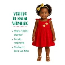 Vestido infantil natalino bebê de 3 meses a meninas de 5 anos confortável modelo princesa
