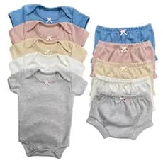 Kit Conjunto 2 Body Manga Curta + 2 Tapa Fralda Bebê Gola Envelope Menino Menina 0 a 18 meses