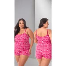 Kit Short Doll Plus Size Liganete Estampado CONFORT Baby Doll Feminino Pijama Adulto Nó borboleta
