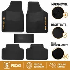 Kit Jogo Tapete Automotivo Carro Borracha Logo Chevrolet