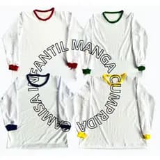 kit 3 camisas manga longa escolar com punho colorido