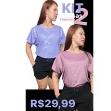 Kit 2 Blusas Feminina Lisa Manga Japonesa