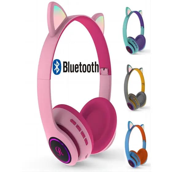 fone de ouvido gatinho bluetooth  com microfone iluminado led CT-66