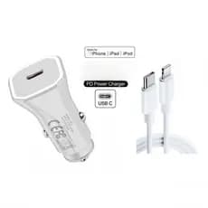 Carregador Veicular de iPhone Turbo 15w Carregador de carro PD Tipo C Turbo X Lightning para iPhones
