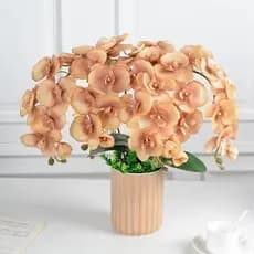 Orquídea Borboleta Artificial de Flores Látex Decoração Casa Festa Casamento - A-517 MARROM