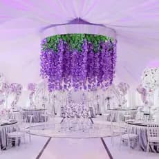 Kit 12/24/36/48 Pendente Glicínia Decoração Parede Planta Cerejeira Artificial Casamento -A-524 ROXO