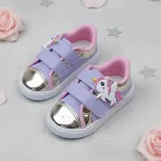 Tênis Infantil Menina Delicado Unicórnio Moda Confortável Macio Ajustável Dia Dia Promoção