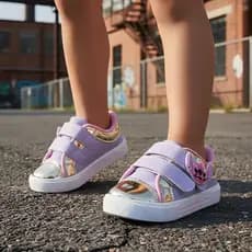 Tênis Lilás Infantil Menina Lilo Rosa Detalhes Dourados Fecho Duplo Ajustável Dia Dia Promoção