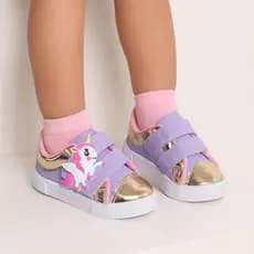 Tênis Infantil Menina Delicado Unicórnio Moda Casual Confortável Macio Ajustável Dia Dia Promoção