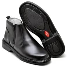 Botina Bota Masculina Couro Legitimo Palmilha Gel Ortopédica Antistress Zíper Conforto Tradicional