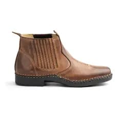 Botina Masculina Agro Country Couro Genuíno Marrom Durável