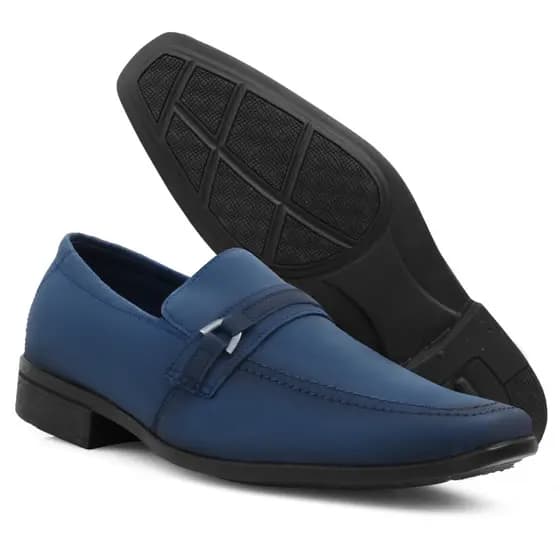 Sapato Social Masculino Nobuck Azul Casual Elegante Estiloso Conforto Promoção Oferta