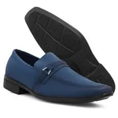 Sapato Social Masculino Nobuck Azul Casual Elegante Estiloso Conforto Promoção Oferta