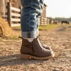 Botina Bota Infantil Bebê Criança Couro Confortável Durável Macia Elegante Boiadeiro Country