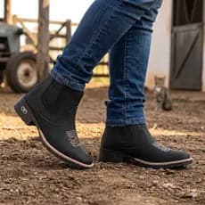 Botina Bota Masculina Country Bico Quadrado Bordada Texana Cowboy Rodeio Boiadeiro Fazenda