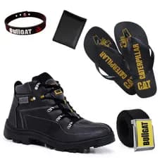 Kit Bota Masculina + Carteira + Cinto + Chinelo e Pulseira Bullgat