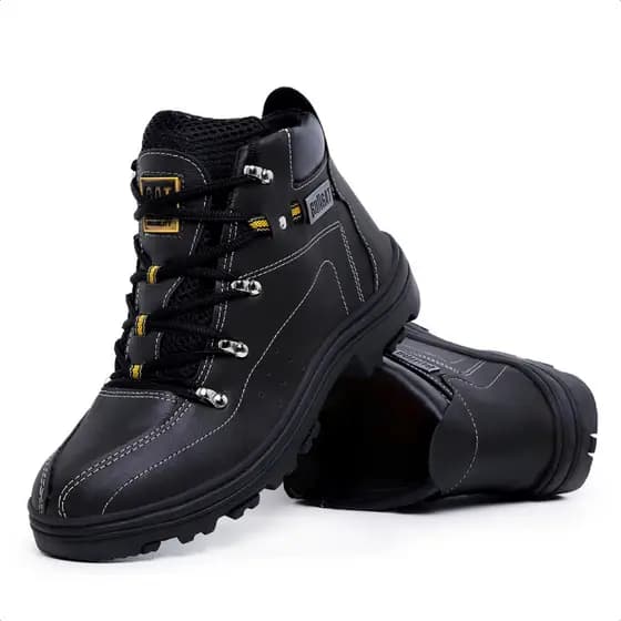 Coturno Bota de Couro Sintético Confortável pro Dia a Dia Masculino