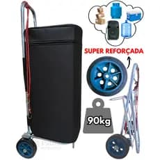 Carrinho De Mão Dobrável 90Kg Bagagem Maleiro Carga Cooler Caixa Térmica Feira Sacoleira Organizador compra C/SACOLA