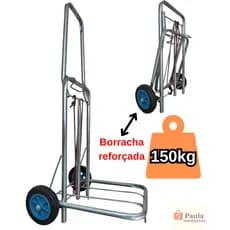 Carrinho De Mão Dobrável Bagagem 150kg carga Maleiro Caixa Térmica Cooler Praia Feira Sacoleira Jumbão