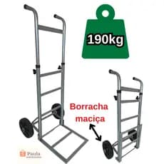 Carrinho De Mão Dobrável Carga 190kg Armazém Feira Ambulante Roda Maciça
