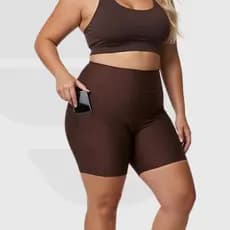 Bermuda Com Bolso Academia Fitness Plus Size Feminino Caminhada Corrida MidiSize