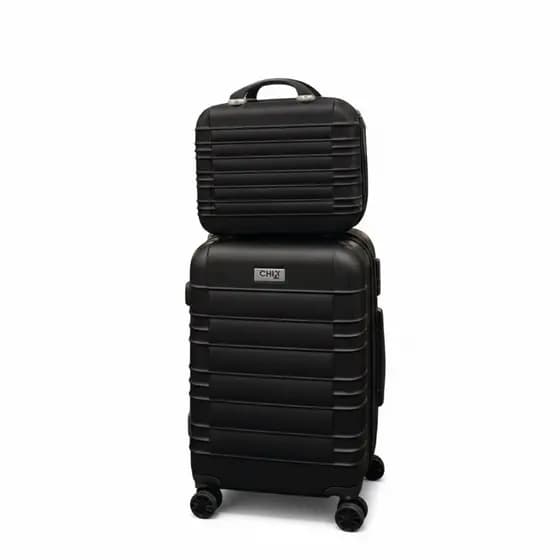 Conjunto Mala de Bordo Frasqueira Expansiva Viagem P 10 kg com rodinha dupla Rose Gold Preto KIT 2 peças