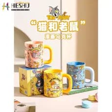[Frete grátis] Copo de água Copo térmico Copo de café Caneca Copo de água fofo de desenho animado Copo de gato e rato Fo