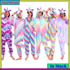 2022 Animal Kigurumi Unicórnio Desenho Animado Pijamas Mulher Pijama Anime Onesies Para Adultos Homens Peça Única Meninos Meninas