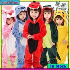 Kigurumi Homem-Aranha Dinossauro Pikachu Panda Onesies Pijamas Kids Jumpsuit Meninas Anime Cosplay Fantasias