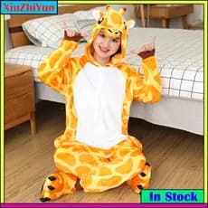 Kigurumi Giraffe Stitch Forg Unicórnio Tigre Panda Vaca Lacaio Cartoon Onesies Mulheres Homens Flanela Pijamas Jumpsuits