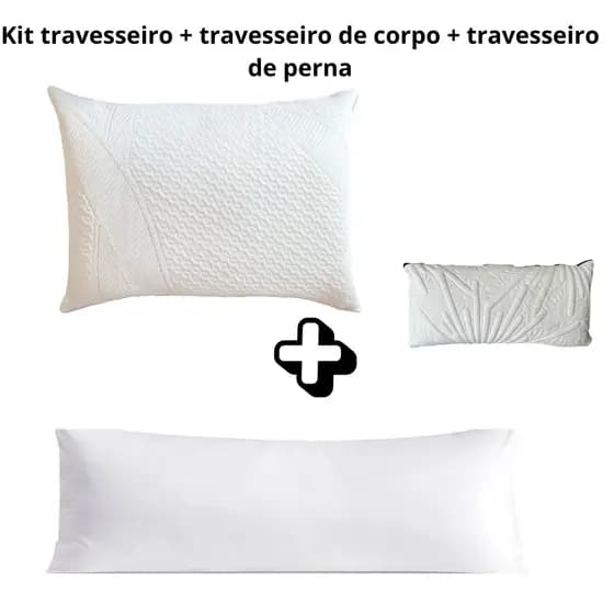 Travesseiro Nasa Flex + Travesseiro de Corpo 1.30x0.30cm + Travesseiro de Perna 60x30